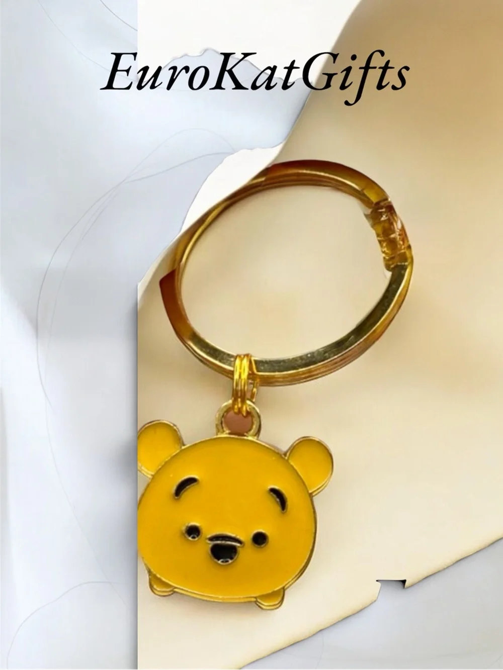 Disney Winnie the Pooh inspired Enamel Keychain - Orange Yellow Gold Hardware